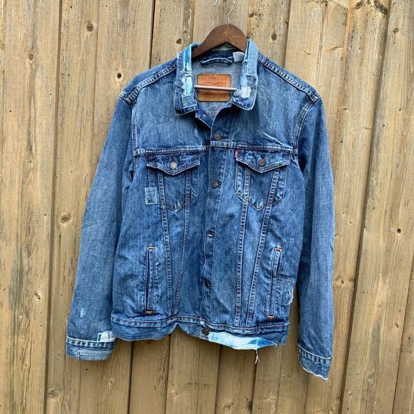 RARE Levis Patchwork Denim Jacket XL Blue - Picture 3 of 7